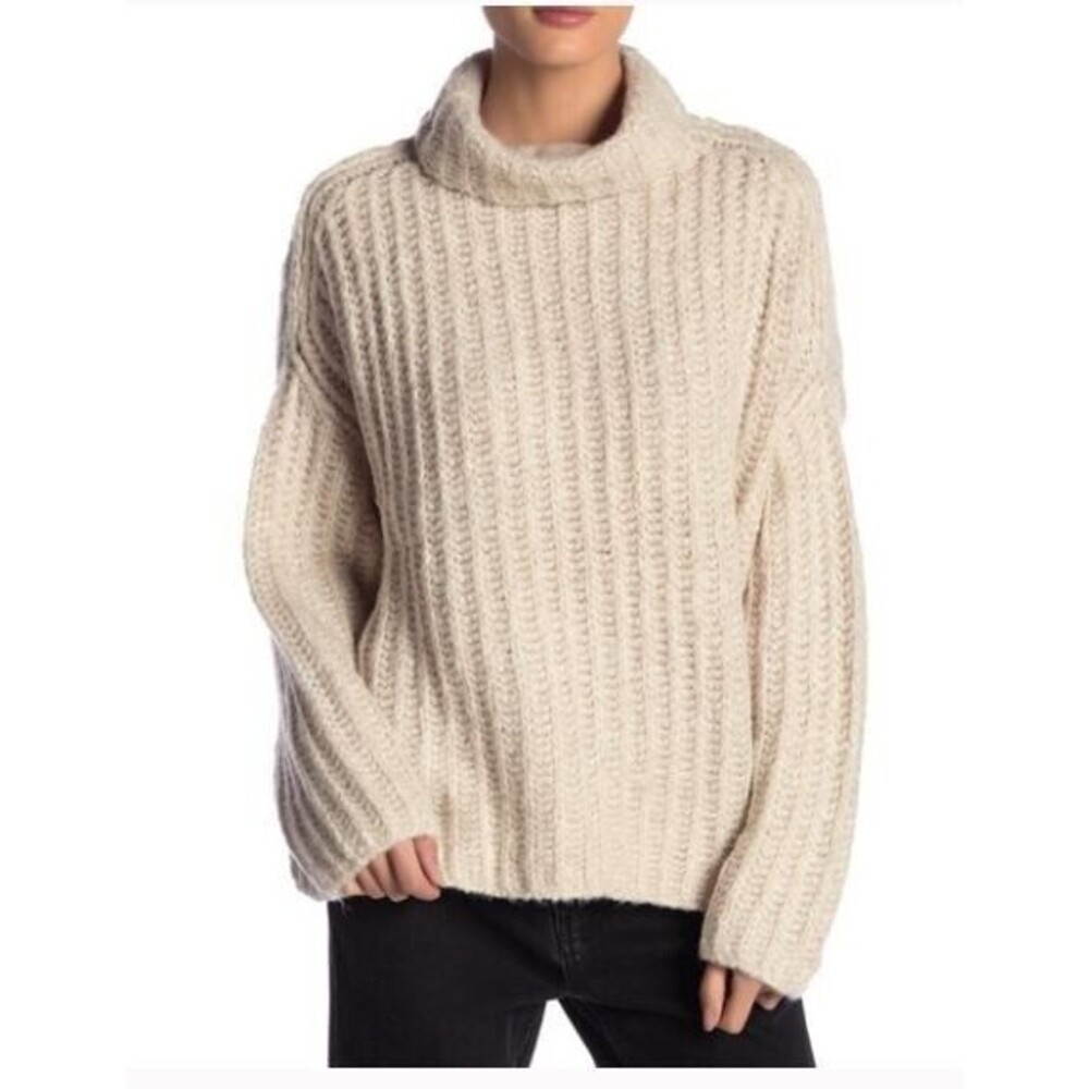 Free People Oversized Sweater Alpaca Blend Knit Cowl Neck Retail $148 Size XS
